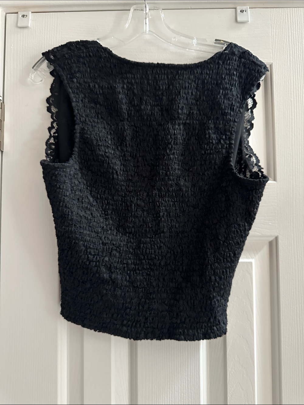 Express Black Floral Lace Ruched Top Y2K Coquette Goth L NWT delicate Feminine - Picture 3 of 7
